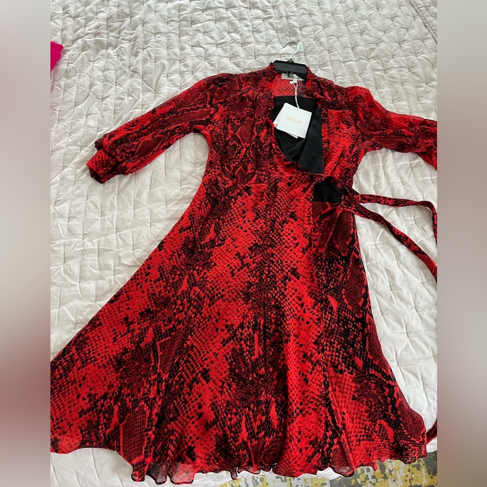 Diane Von Furstenberg DVF Adele Dress snake print carmine red - New with tags